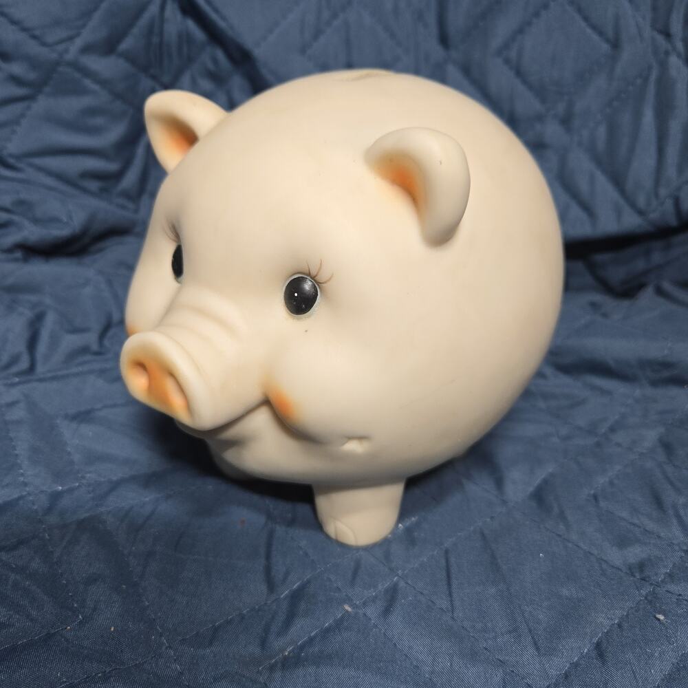 Vintage Big Pig Piggy Coin Bank 6x6x6"